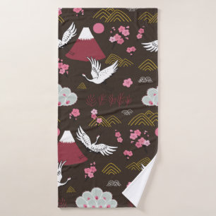 Japanese traditional seamless doodle pattern with  bath towel