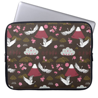 Japanese traditional seamless doodle pattern with laptop sleeve