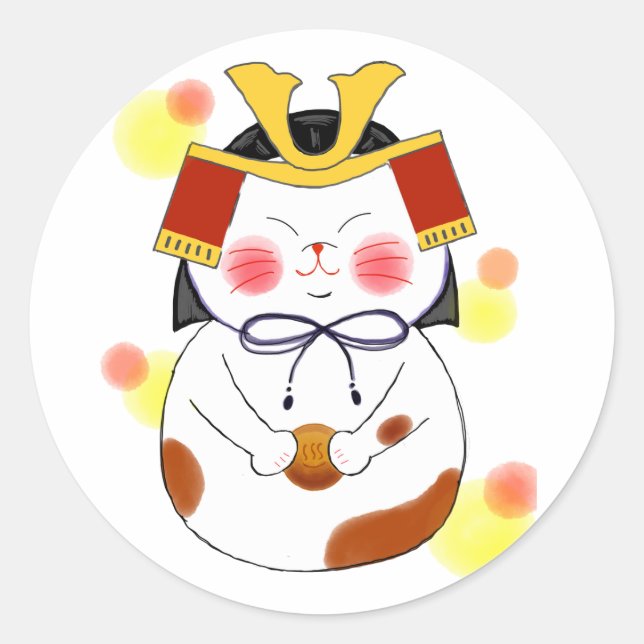 Japanese　Traditional　Vintage Classic Round Sticker (Front)