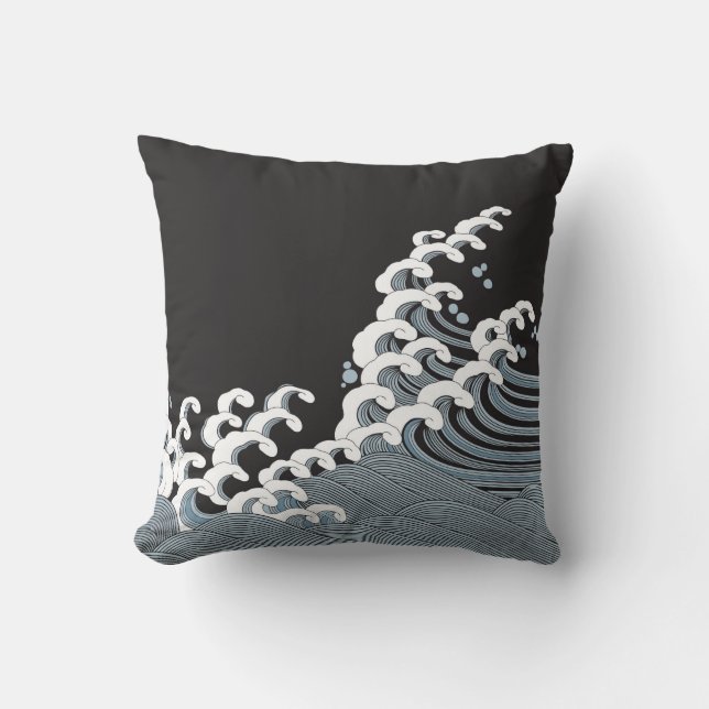 Japanese Traditional Wave Pattern Cushion (Front)