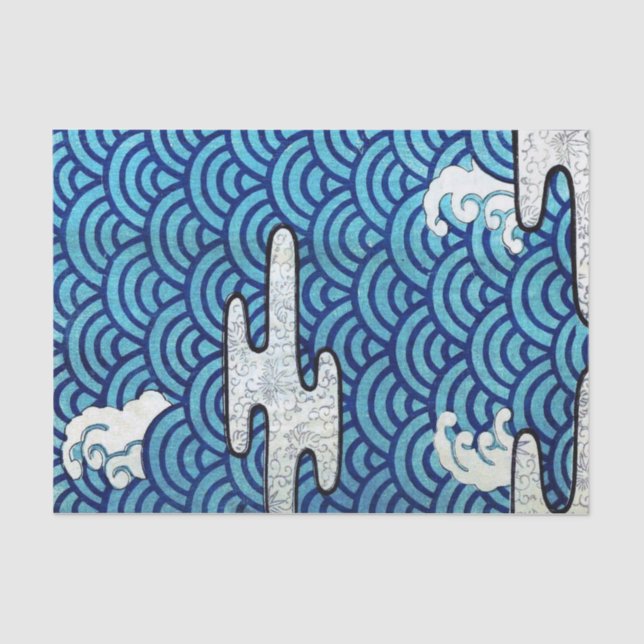 Japanese Traditional Wave Pattern Tissue Paper (Front)