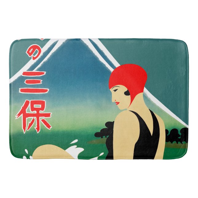 Japanese Travel Tourism Poster 1930s Art Deco Girl Bath Mat (Front)