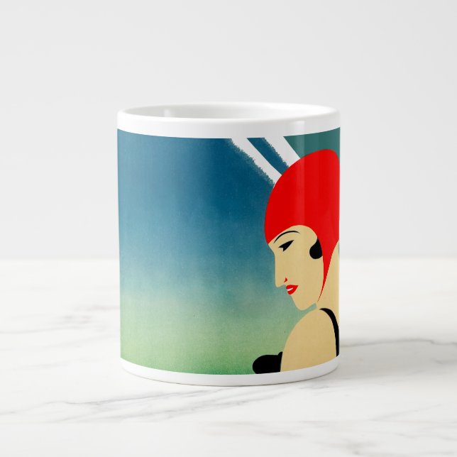 Japanese Travel Tourism Poster 1930s Art Deco Girl Large Coffee Mug (Front)
