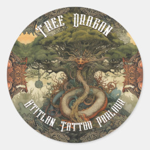 Japanese Tree Dragon Bonsai Tree AI Art Classic Round Sticker