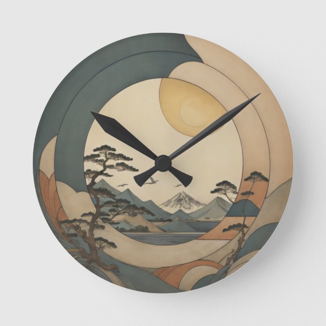 Japanese tree landscape  round clock (Front)