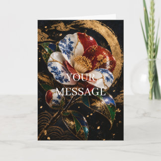 Japanese Tsubaki Camellia Gold Art Card