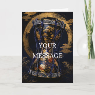 Japanese Tsuzumi Drum Gold Art Personalized Card