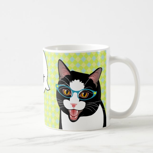 Japanese Tuxedo Cat Breakfast Tea Good Morning Mug (Right)
