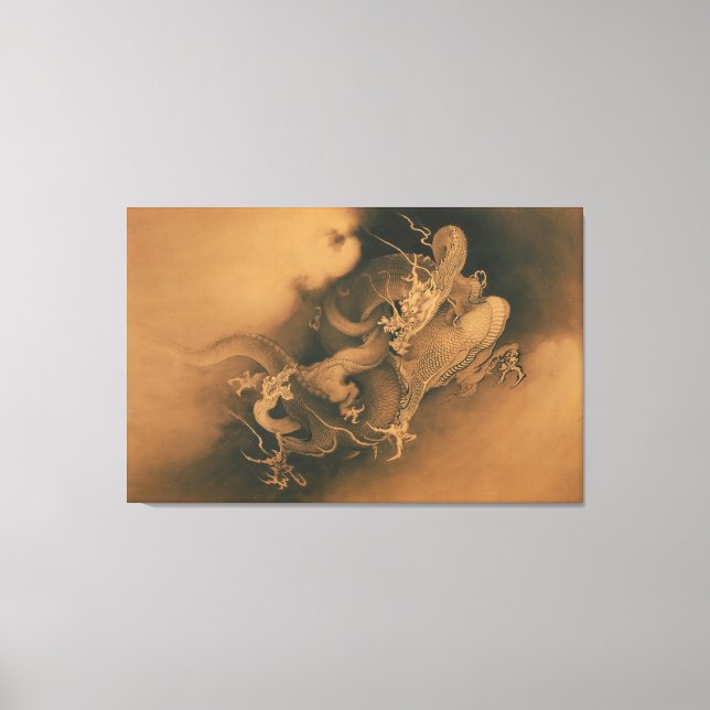 Japanese Two dragons in Clouds Canvas Print (Front)