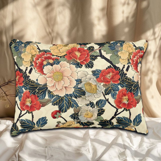 Japanese Ukiyo-E Art Floral Pattern Decorative Cushion (Creator Uploaded)
