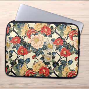 Japanese Ukiyo-E Art Floral Pattern Laptop Sleeve
