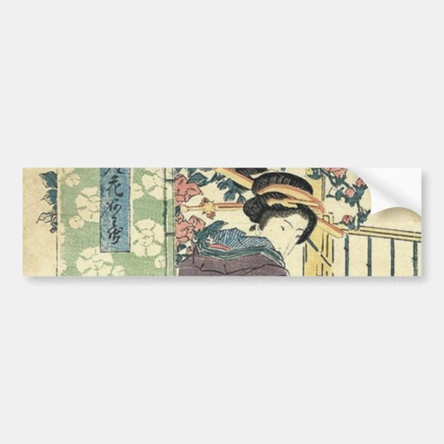 japanese ukiyo-e garden traditional kimono geisha bumper sticker (Front)