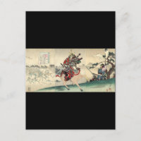 Japanese ukiyo-e horseback knight warrior samurai
