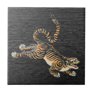 Japanese Ukiyo-e Tiger - Vintage Ceramic Tile