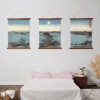 Japanese ukiyo e Triptych of Kanazawa in Moonlight