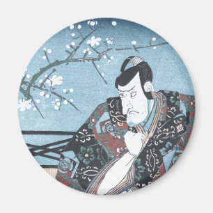 Japanese Ukiyo-e Winter Kabuki Actor by Kunisada Magnet