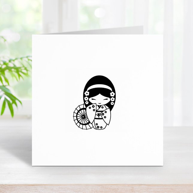 Japanese Umbrella Geisha Girl in Kimono 2 Rubber Stamp (Creator Uploaded)
