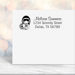 Japanese Umbrella Girl in Kimono Address Self-inking Stamp