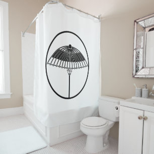 Japanese umbrella in a threadlike ring shower curtain