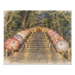 Japanese Umbrella Watercolor Art Print