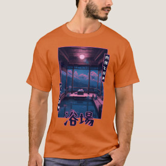Japanese Vaporwave Bathhouse Sauna Retro Nostalgia T-Shirt