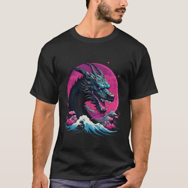 Japanese Vaporwave Tokyo Dragon Asian Retro 80Â€™S T-Shirt (Front)