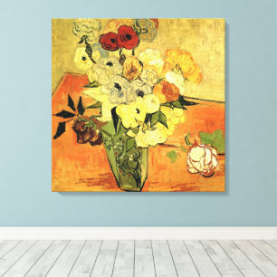 Japanese Vase, Roses, Anemones by Vincent van Gogh Canvas Print