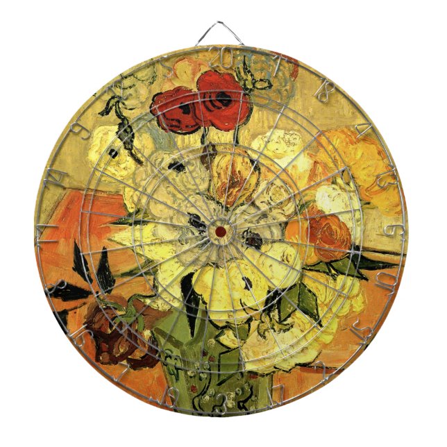 Japanese Vase, Roses, Anemones by Vincent van Gogh Dartboard (Front)