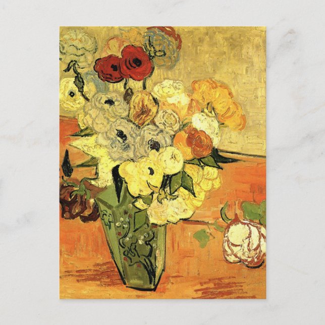 Japanese Vase, Roses, Anemones by Vincent van Gogh Postcard (Front)