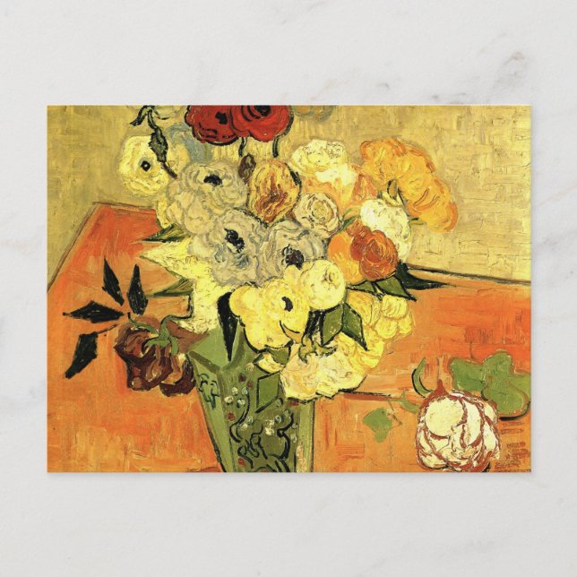 Japanese Vase, Roses, Anemones by Vincent van Gogh Postcard (Front)