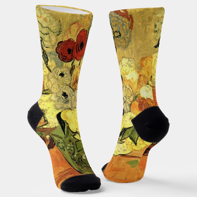 Japanese Vase, Roses, Anemones by Vincent van Gogh Socks (Angled)