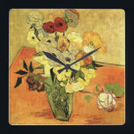 Japanese Vase, Roses, Anemones by Vincent van Gogh Square Wall Clock<br><div class="desc">Still Life: Japanese Vase with Roses and Anemones by Vincent van Gogh is a vintage fine art post impressionism floral painting featuring a Japanese vase with a bouquet of beautiful garden roses and anemone flowers. About the artist: Vincent Willem van Gogh (1853 -1890) was one of the most famous Post...</div>