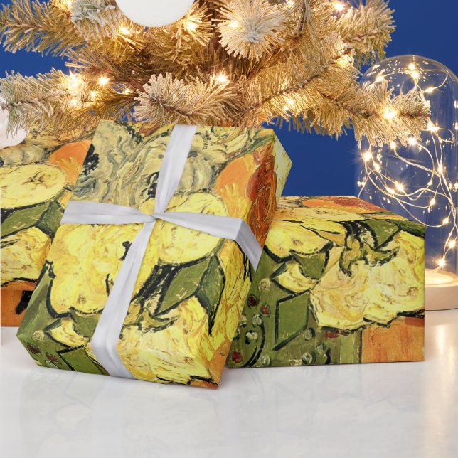 Japanese Vase, Roses, Anemones by Vincent van Gogh Wrapping Paper (Holidays)