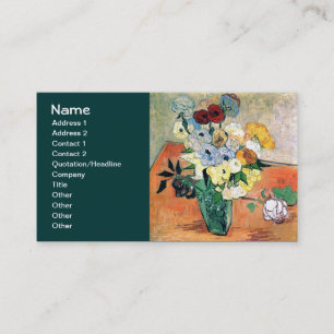 Japanese Vase Roses Anemones Van Gogh Fine Art Business Card