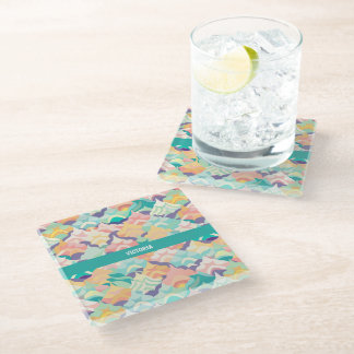 Japanese Vector Pastel Custom Pattern Glass Coaster