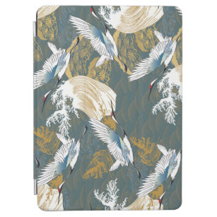 Japanese Vintage Crane Birds Pattern iPad Air Cover