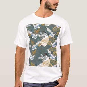 Japanese Vintage Crane Birds Pattern T-Shirt