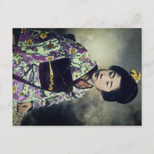 Japanese Vintage Geisha Beauty Magic Lantern Slide Postcard