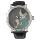 Japanese Vintage Image of Woman and Firefly Cage