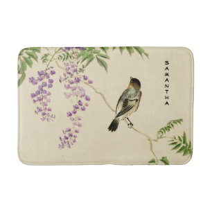 Japanese Vintage Lilac Sparrow Bath Mat