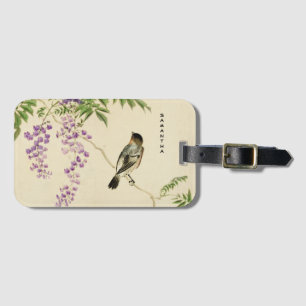 Japanese Vintage Lilac Sparrow Luggage Tag