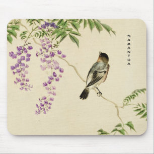 Japanese Vintage Lilac Sparrow Monogram Mousepad