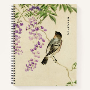 Japanese Vintage Lilac Sparrow Spiral Notebook