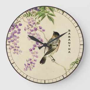 Japanese Vintage Lilac Sparrow Wall Clock