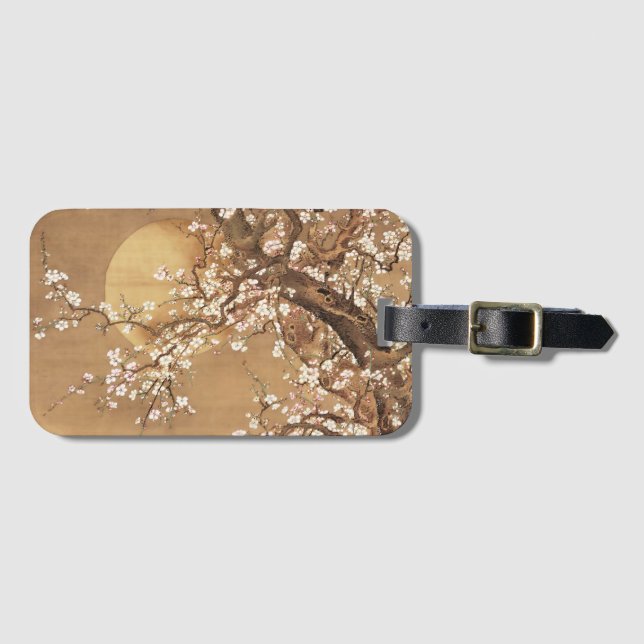 Japanese vintage plum blossoms in moonlight luggage tag (Front Horizontal)