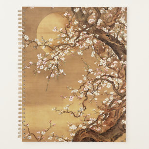 Japanese vintage plum blossoms in moonlight planner
