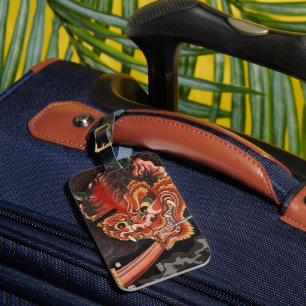 Japanese Vintage Woodblock Oni King Shutendoji Luggage Tag