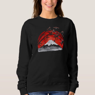 Japanese Volcano Stork Crane Japan Sakura Mountain Sweatshirt