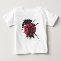 "Japanese Warrior Art T-Shirt – Samurai in Red Ink