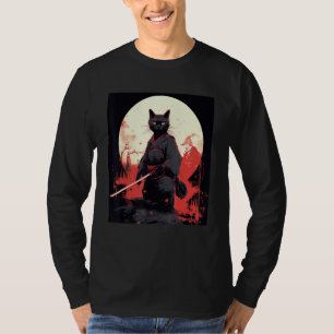 Japanese Warrior Cat Ninja Mask Kitsune T-Shirt
